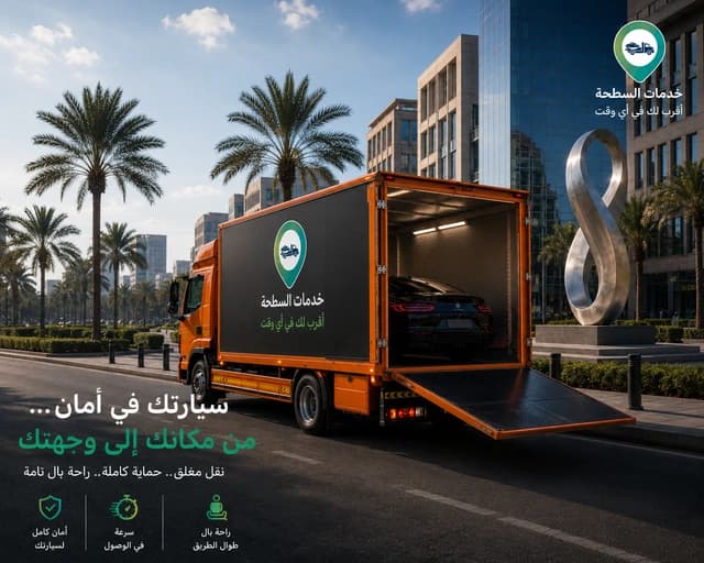 سطحة مجهزة لنقل السيارات بأمان